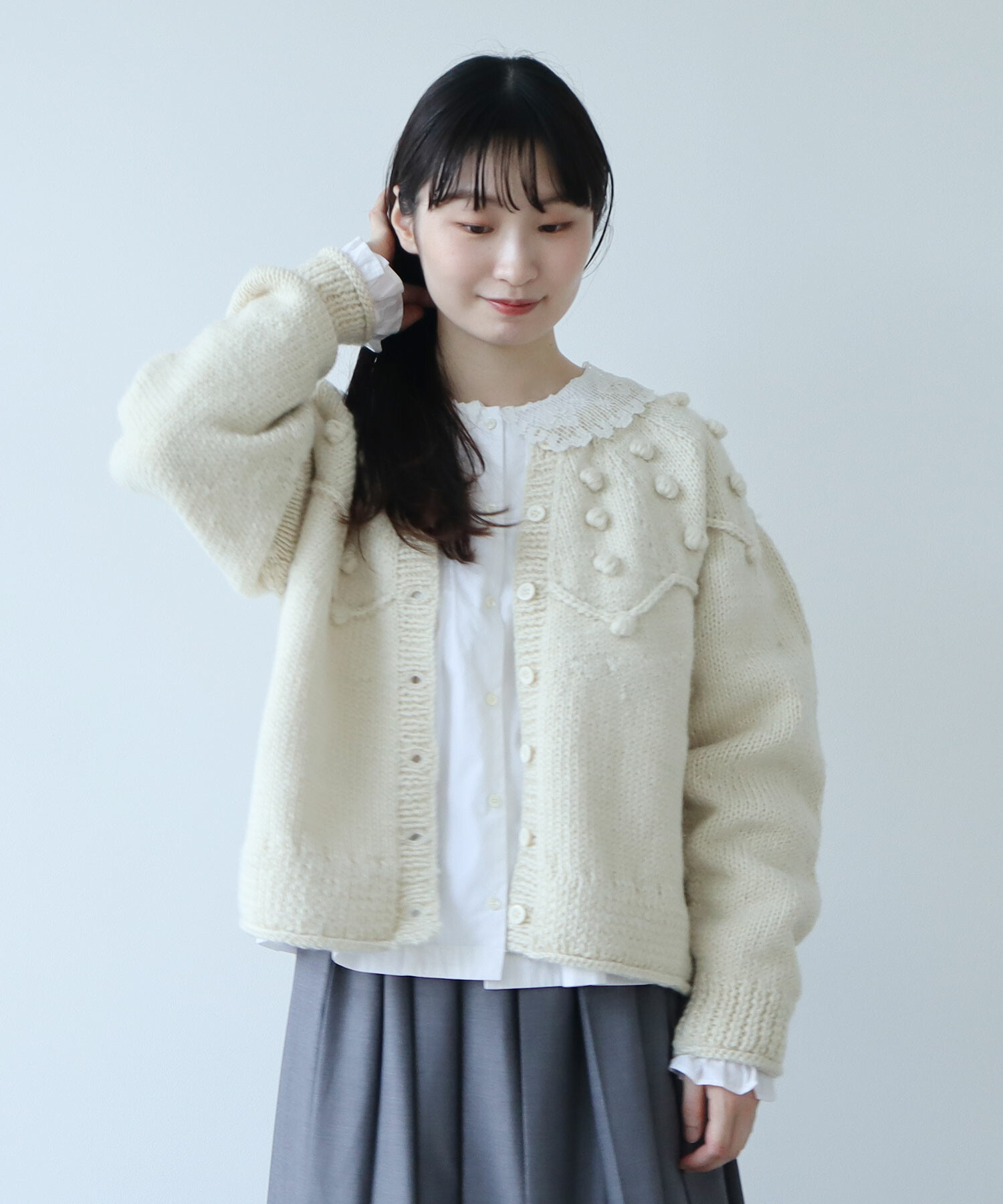 AMBIDEX Store 〇ネパールハンドニット ジグザグ求心 カーディガン(F