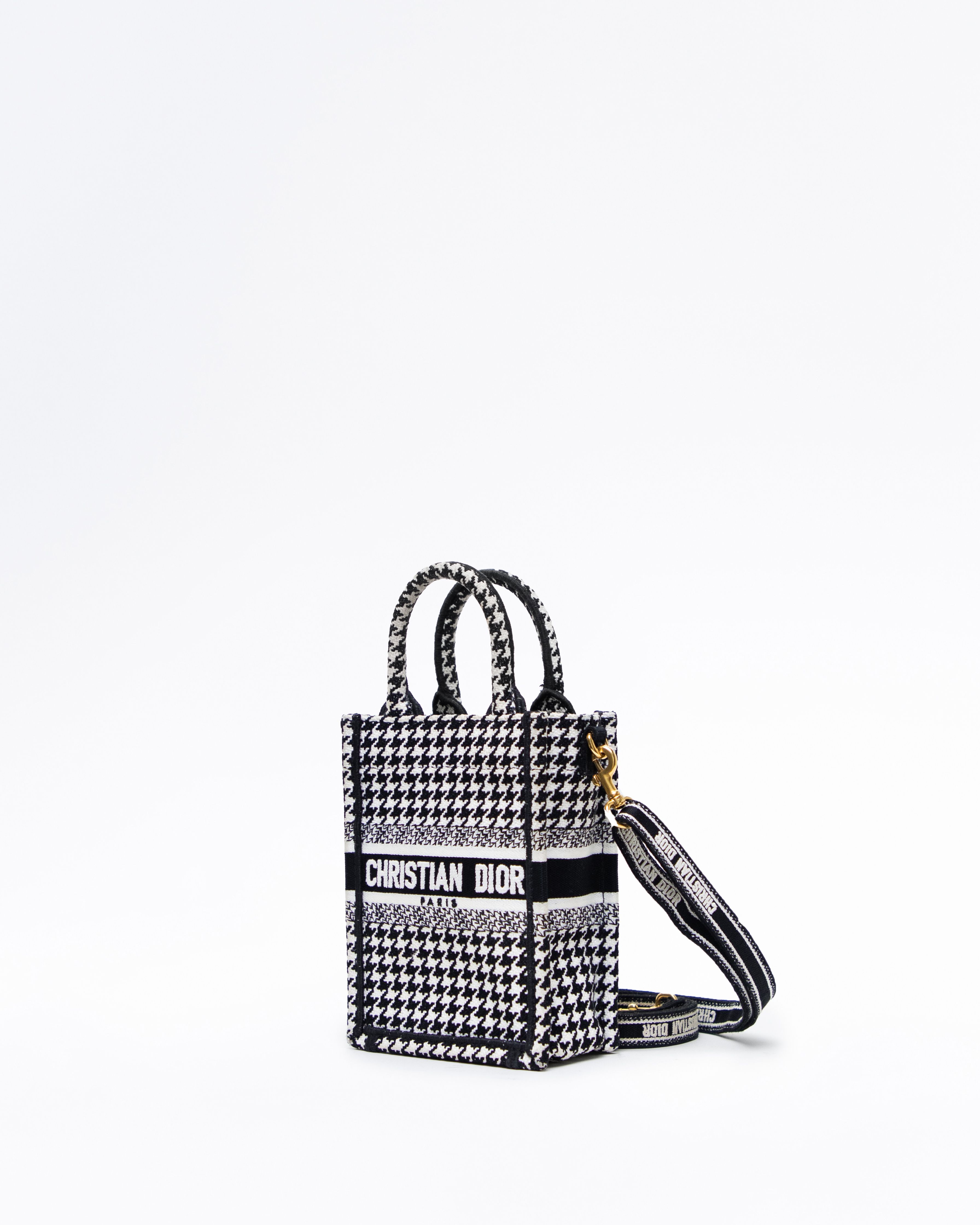 Christian Dior Houndstooth Mini Book Tote Phone Bag | Vivrelle