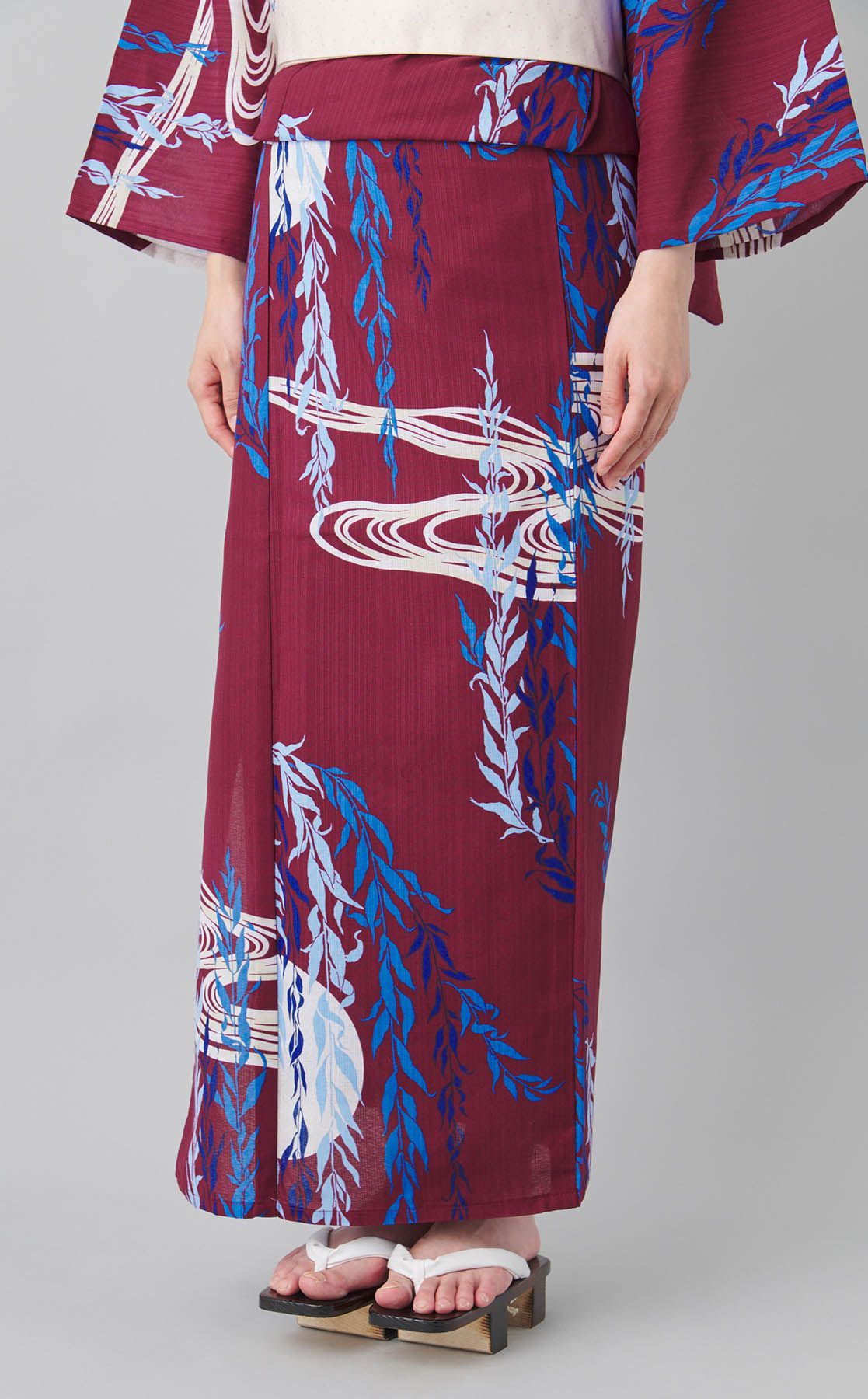 ふりふ浴衣「 NaturalFurifu 月と柳 」 浴衣単品「 NaturalFurifu 月と