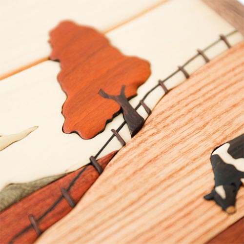 旭川クラフト Pecker 工房ペッカー YO 寄せ木絵 牧場 国産クラフト