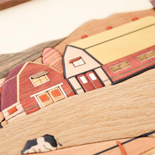 旭川クラフト Pecker 工房ペッカー YO 寄せ木絵 牧場 国産クラフト