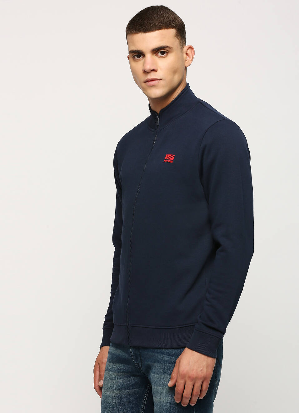 Solid Red Zip Thru Sweatshirt | Pepe Jeans India
