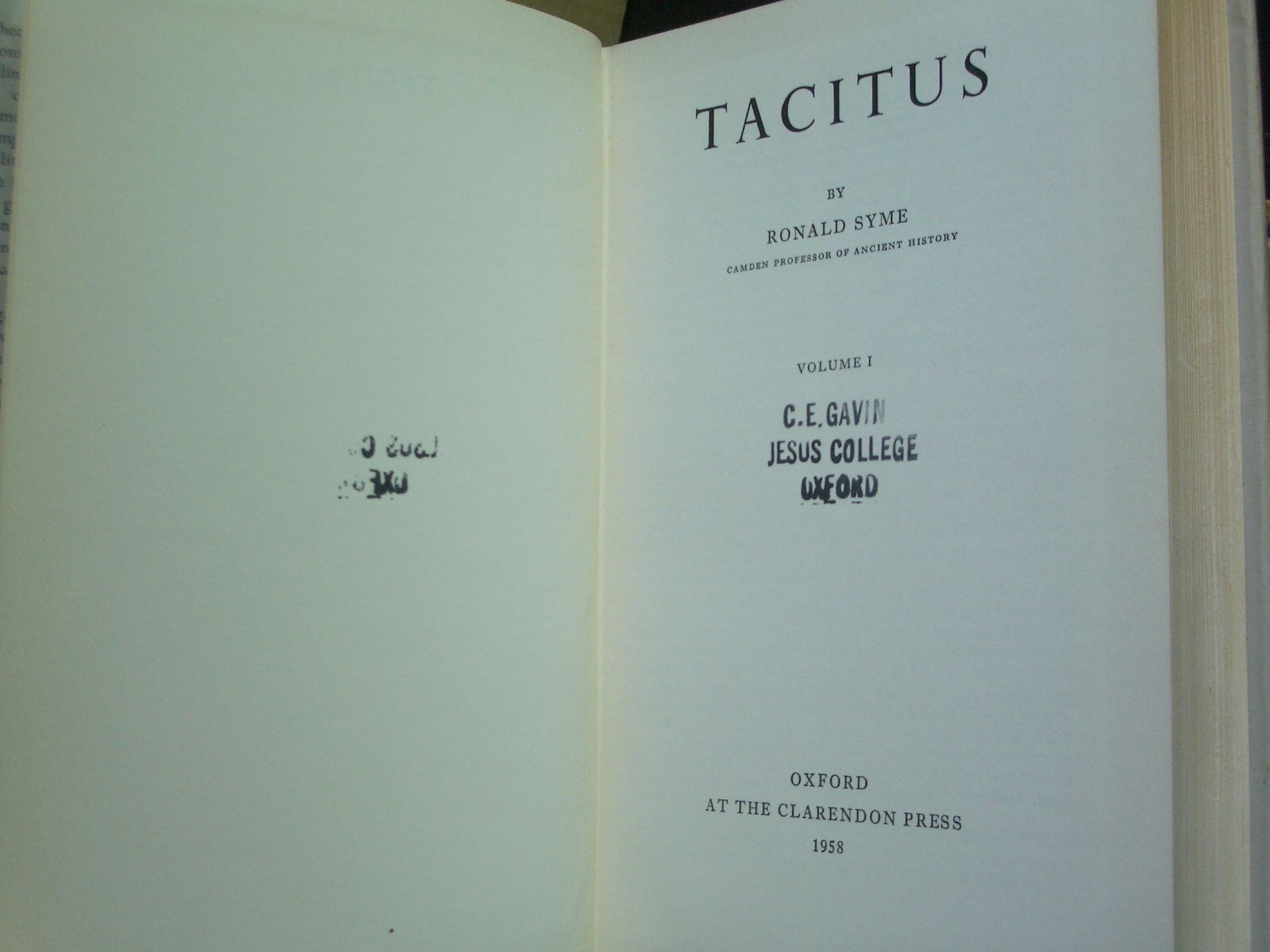 Tacitus [two volume set, complete] by Syme, Sir Ronald | Hardback