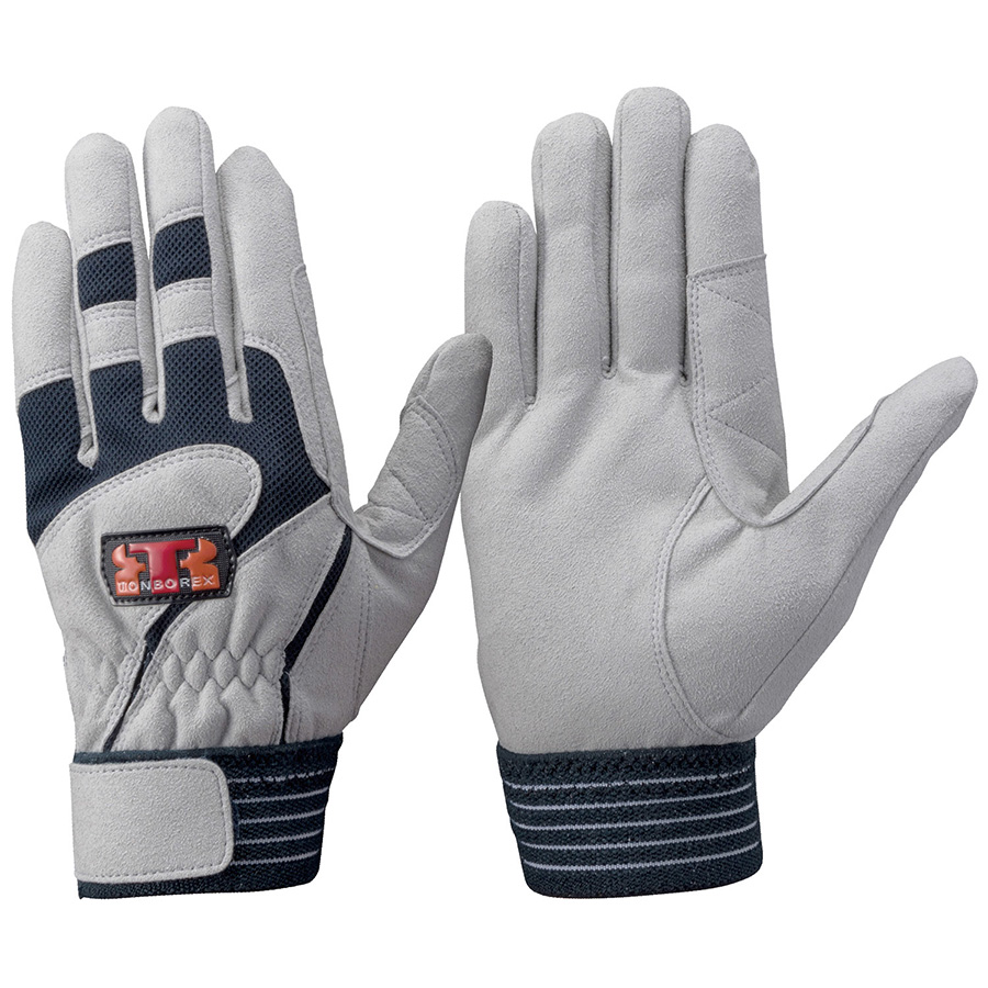 トンボレックス 人工皮革手袋 E－124NV 中厚 グレー×ネービー M