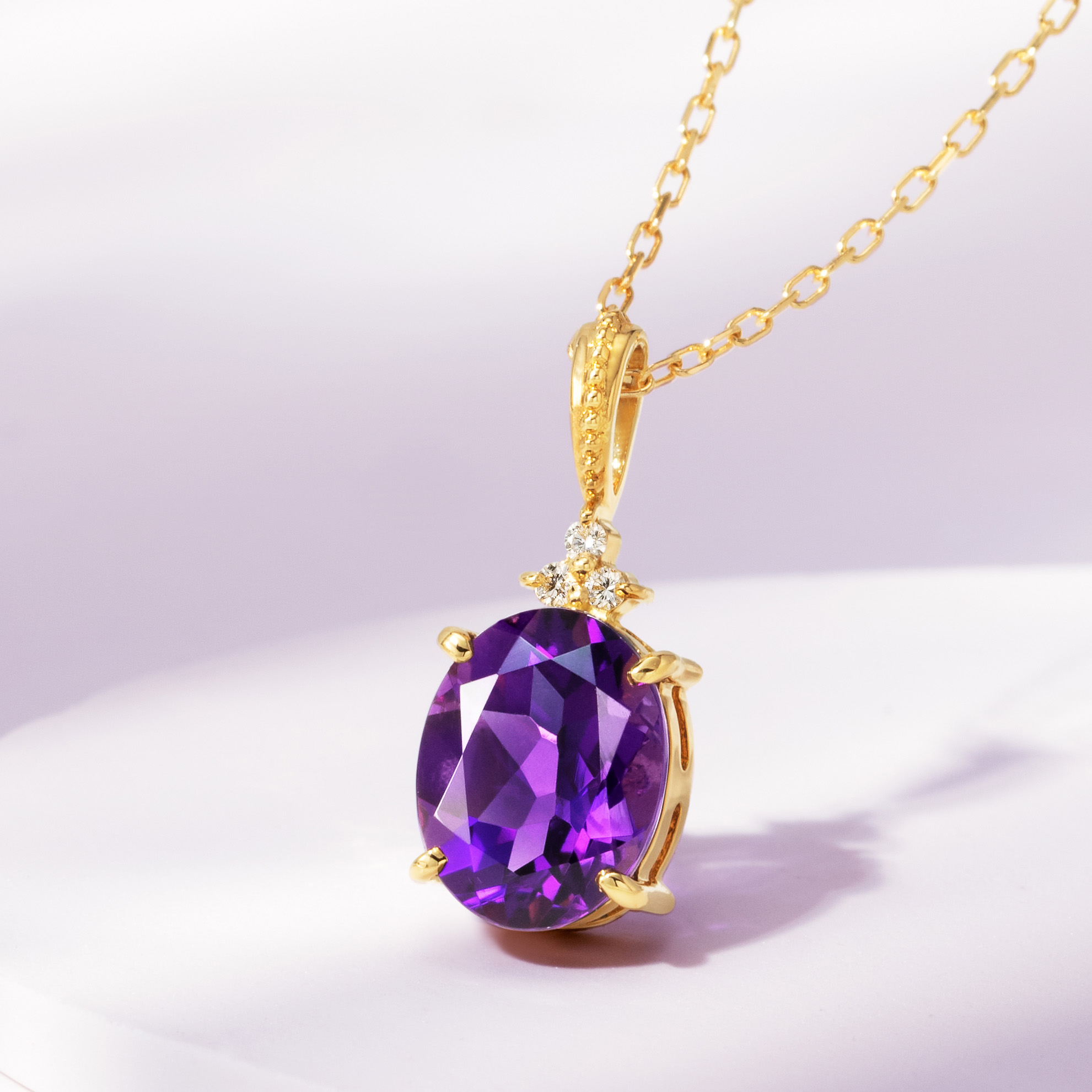 ビズー公式】アメジスト オーバルカット K18(18金) ペンダントトップ