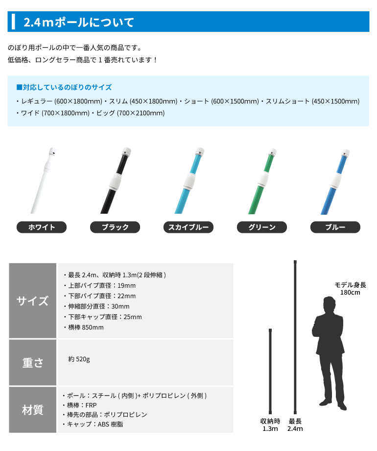 データ制作】オリジナルのぼり旗 スリムのぼり 450mm×1800mm｜のぼり