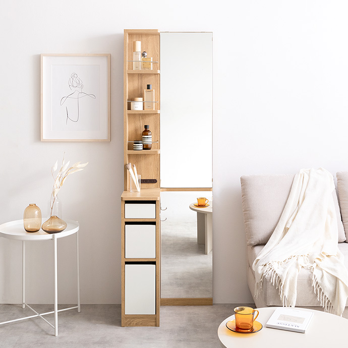 g153021]Elena 収納付姿見ドレッサー ドレッサー | 家具・インテリア