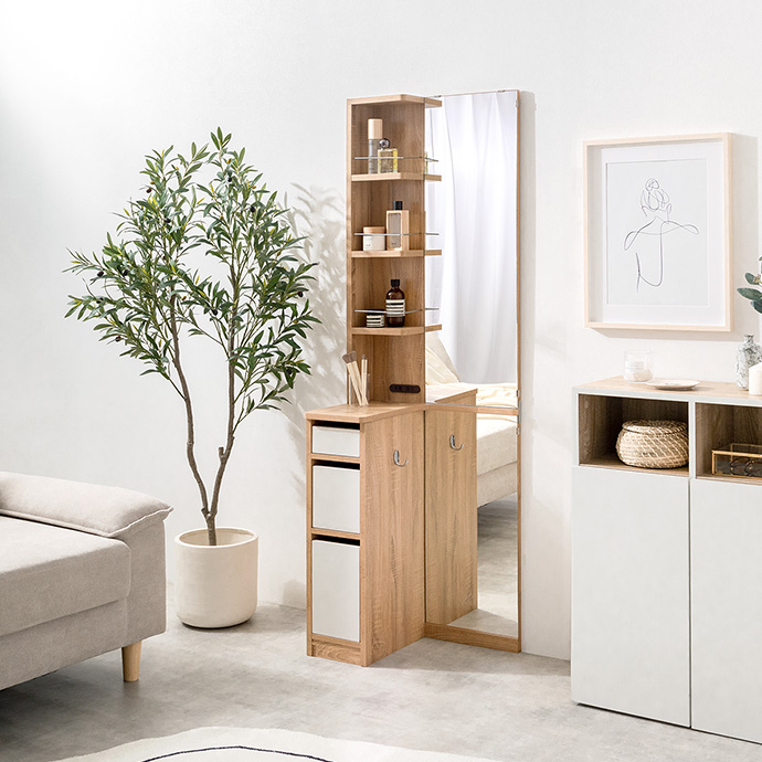 g153021]Elena 収納付姿見ドレッサー ドレッサー | 家具・インテリア