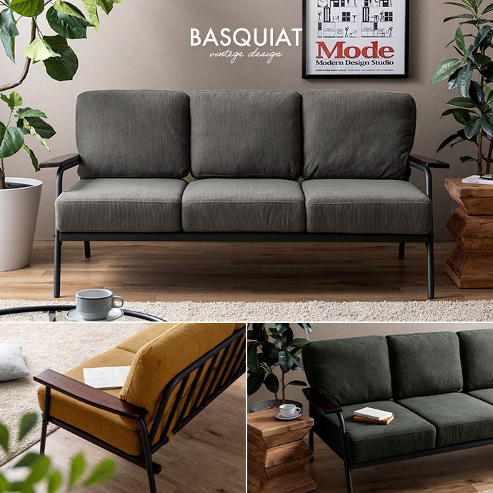 g131002]【幅165cm】Basquiat 3人掛けコーデュロイソファ 3人掛け