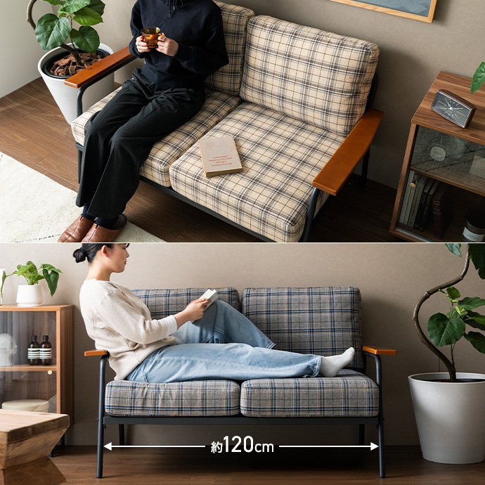 g135025]Basquiat 2人掛けチェック柄ソファ 2人掛けソファー | 家具