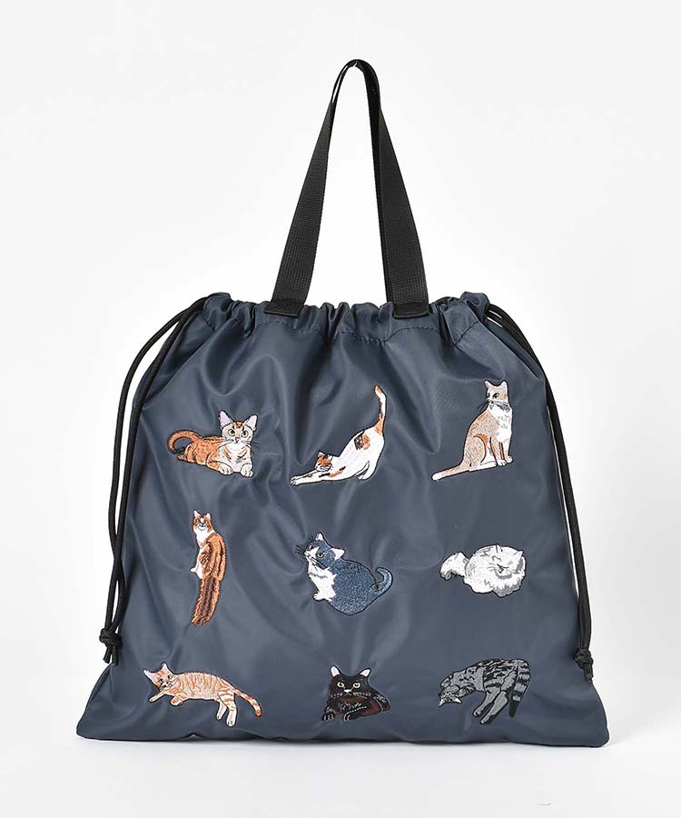 ねこナイロン刺繍ナップサック バッグ BAG リュック リュックサック