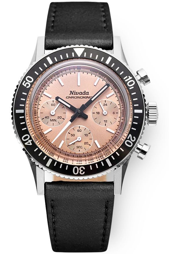Nivada Grenchen 87043Q17 Chronoking Salmon Dial on Strap