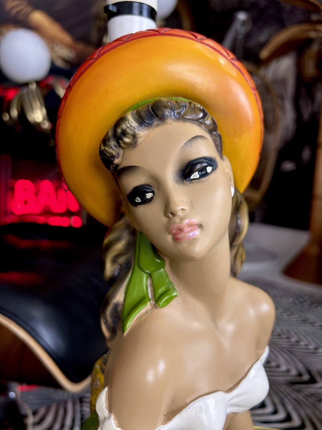 Mid Century Original 1950's Hawaiian Tiki Bikini Girl Chalkware