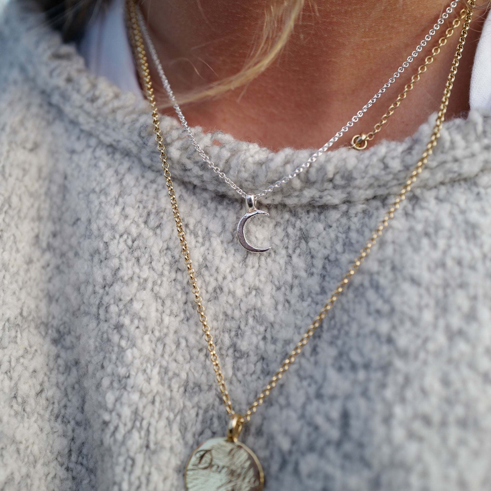Mini Crescent Moon Silver Necklace – Daniella Draper