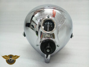 8″ Inches Miller Headlamp Headlight 2 Holes Curved Glass Chrome