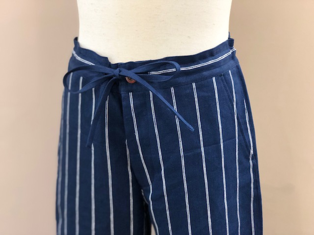 Classical Linen Stripe Easy Pants LOT1644 NAVY STRIPE | dapper's