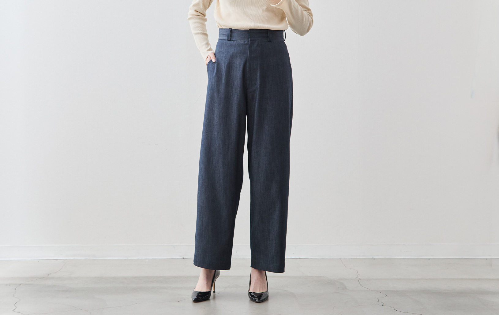 エアリーデニムスラックス/浜松デニム/インディゴ | Factelier