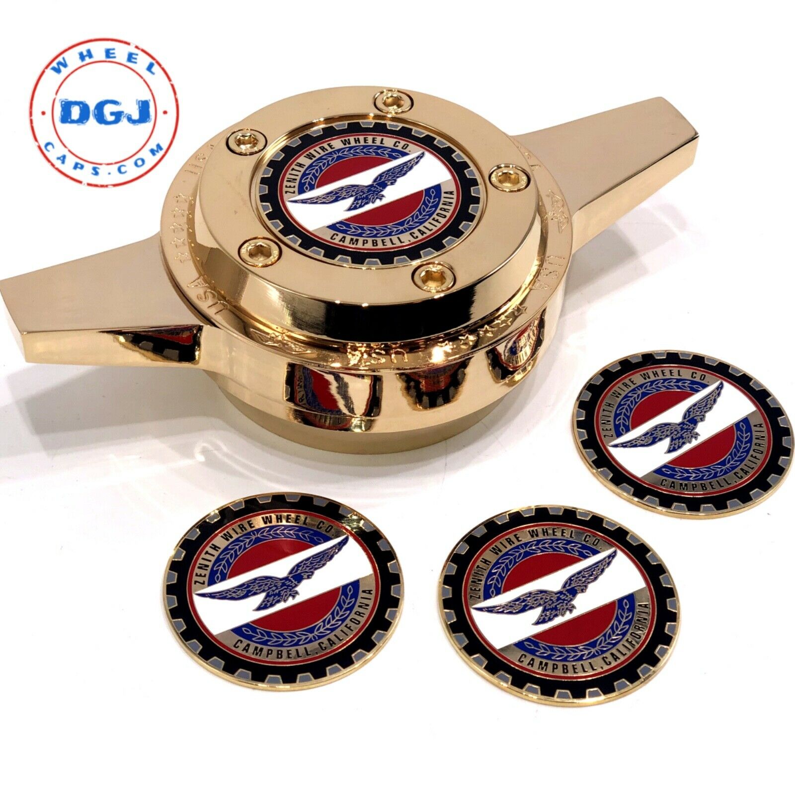 Zenith Eagle Gold Lowrider Wire Wheel Metal Chips Emblems Size