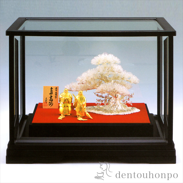 金工家作 純銀製独楽置物ガラスケース付駒の銀