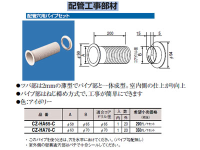 CZ-HA65-C パナソニック Panasonic エアコン設置用部材 エアコン配管