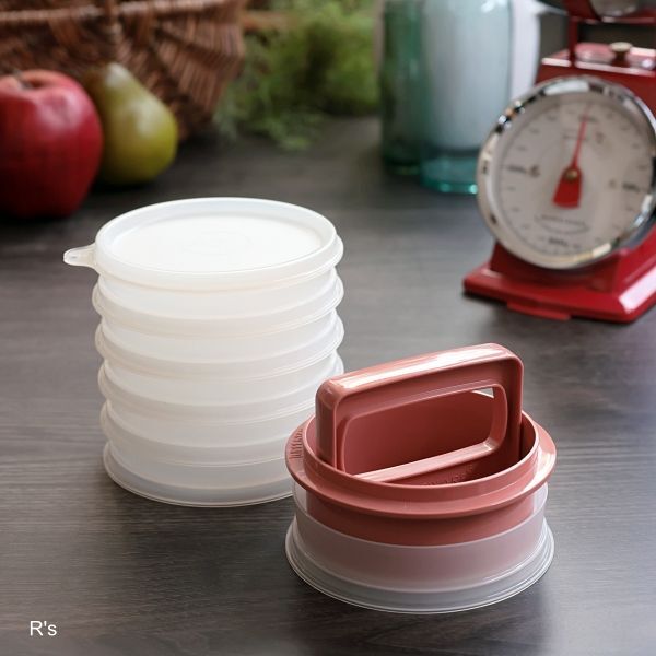 タッパーウェア ハンバーガーセット パテの型抜き・保存容器 ピンク 未