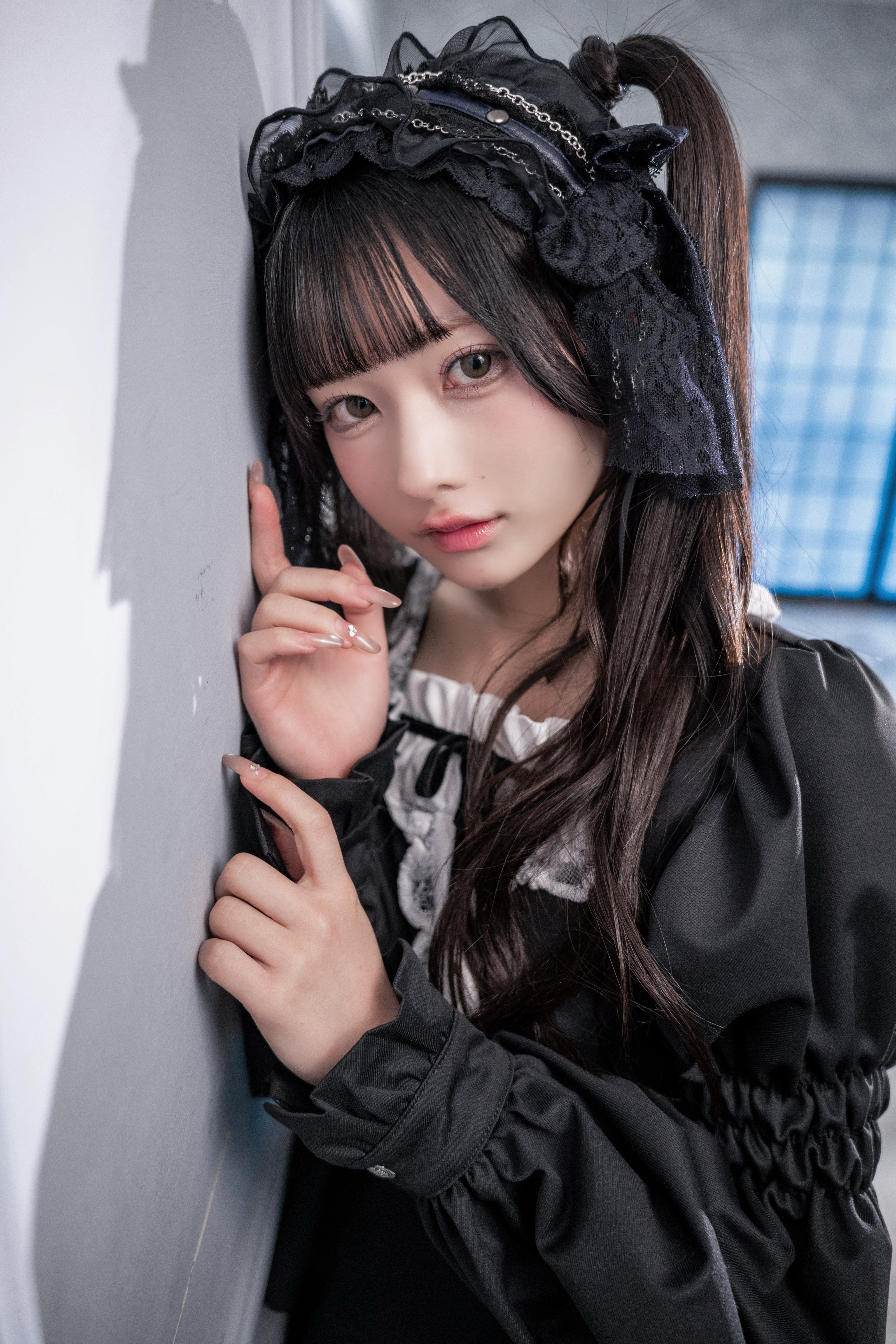 doll ruffle puff one piece black