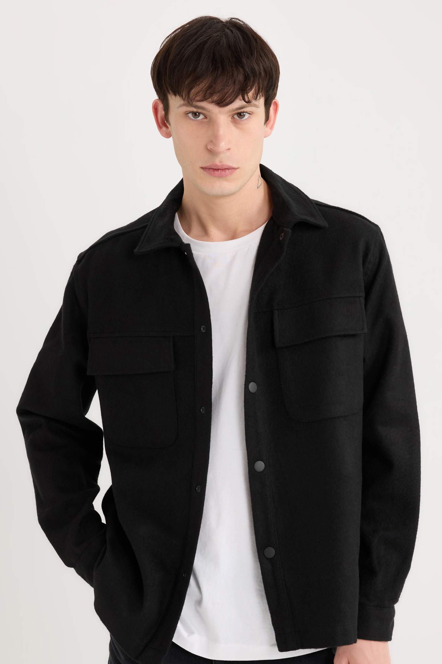 Black Man Relax Fit Lumberjack Long Sleeve Shirt Jacket 2934157