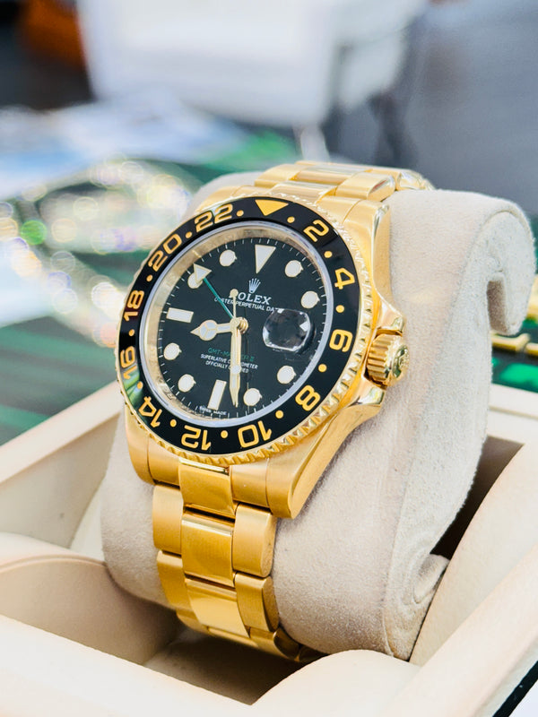 Rolex GMT-Master II 116718LN Black Dial 18k Yellow Gold Oyster