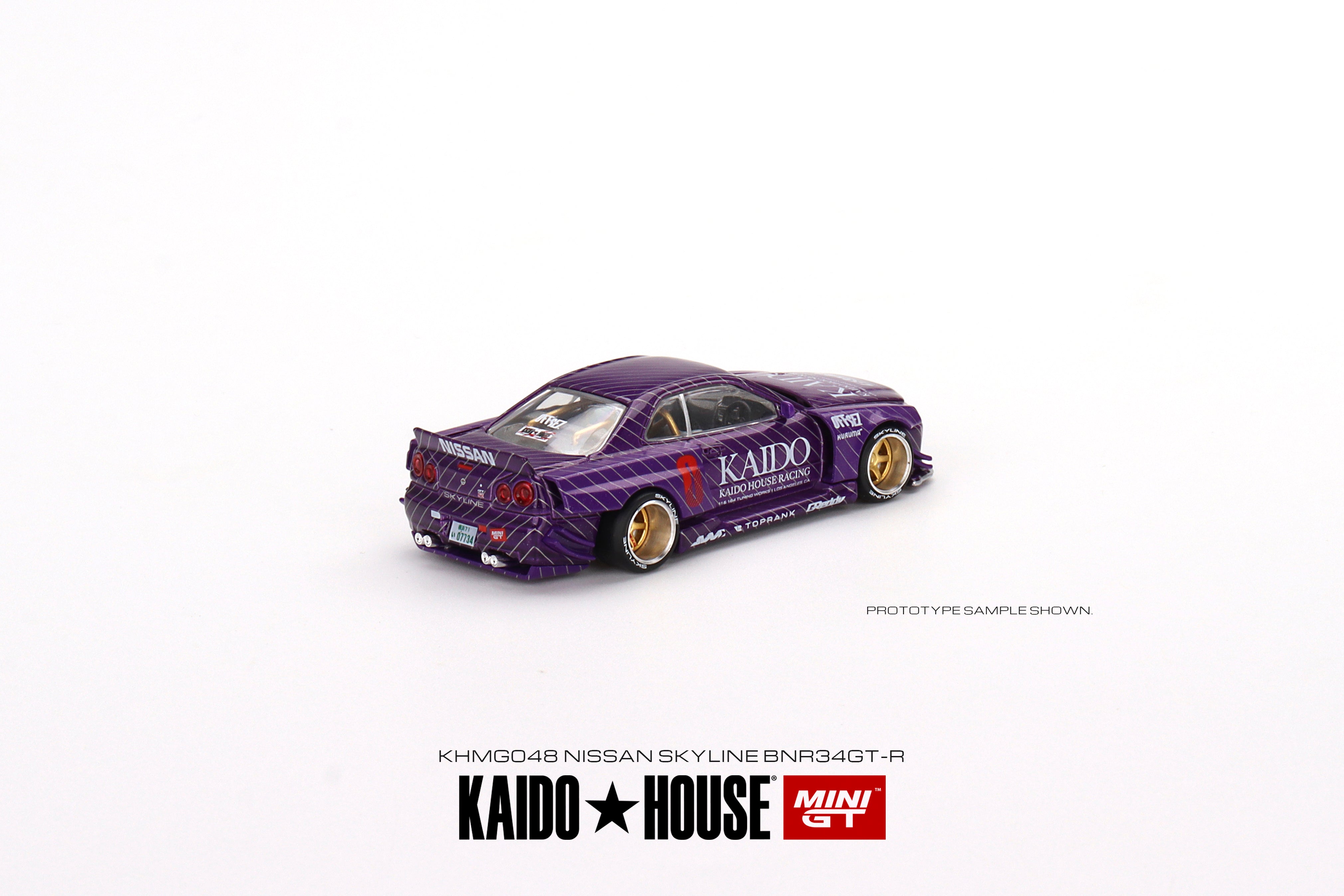 Mini GT Kaido House 048 Nissan Skyline GTR R34 Kaido Works Purple