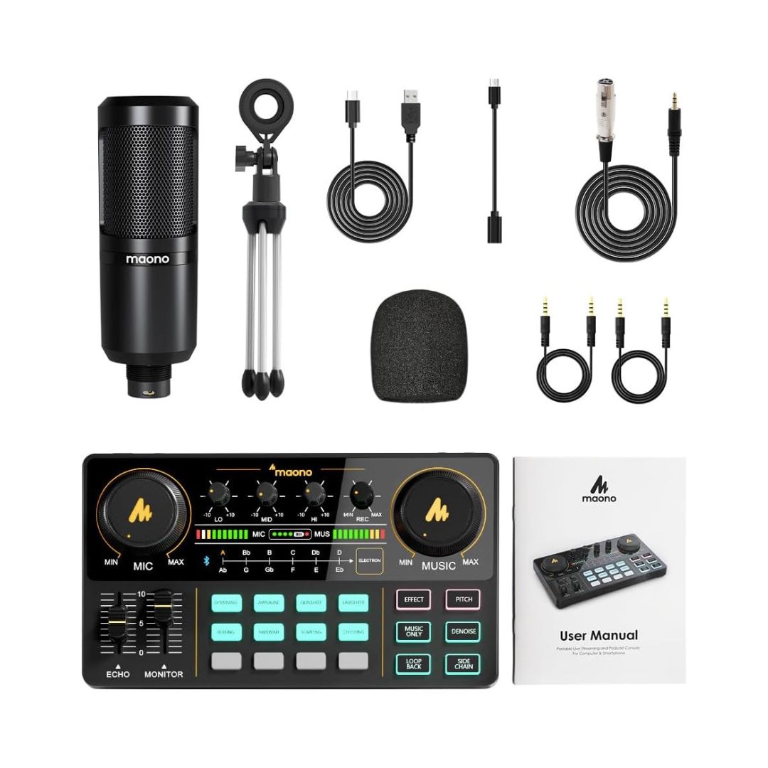Maono AU-AM200 S1 Starter All-In-One Podcasting Bundle - Black