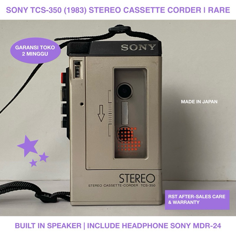 Jual SONY TCS-350 (1983) MADE IN JAPAN | STEREO CASSETTE CORDER