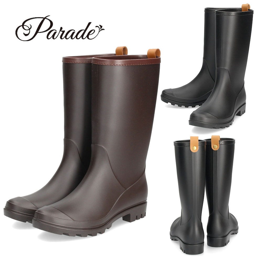 dショッピング |レインブーツ レディース 長靴 ミドル丈 ブラック