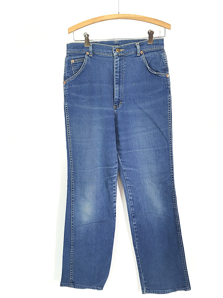 古着 70s USA製 Lee ヒゲ 縦落ち ブルー ストレッチ デニム パンツ