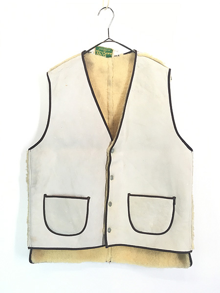 古着 60s LL Bean 本革 ムートン シープスキン レザー ベスト M - 古着