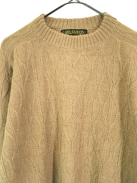 最終売り尽し】古着 90s ペルー製 Alpaca Collection ケーブル編み 100