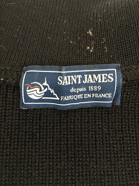 古着 90s France製 SAINT JAMES リブ編み ヘビー ウール ニット ハーフ