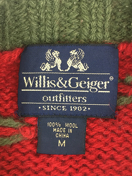 古着 90s Willis&Geiger 名作 動物 アニマル 総柄 ローゲージ ウール