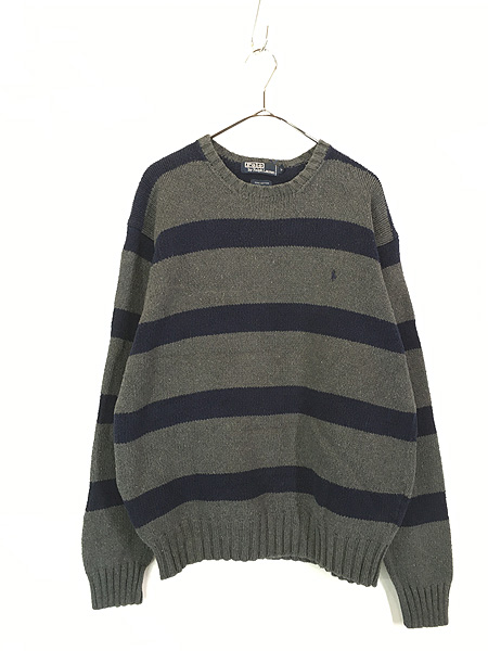 最終売り尽し】古着 90s Polo Ralph Lauren グレー×紺 ワイド ボーダー