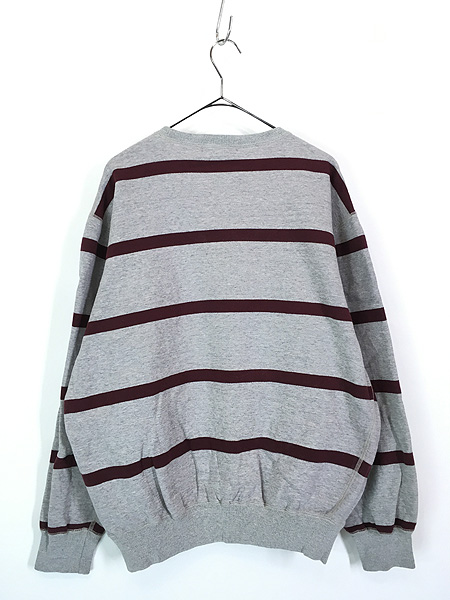 古着 90s Polo Ralph Lauren グレー×ワインレッド ボーダー スウェット