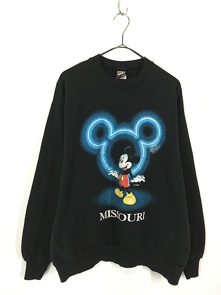古着 90s USA製 Disney Mickey ミッキー ネオン プリント スウェット