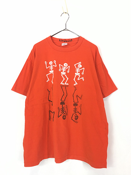 古着 90s USA製 ガイコツ スカル ボーン ダンス ポップ アート Tシャツ