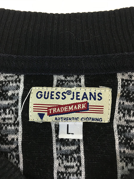 古着 90s USA製 GUESS JEANS 太ピッチ ワイド ストライプ ライト