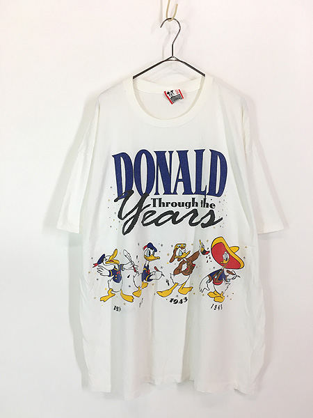 古着 90s USA製 Disney Donald 「Through The Years」 歴代 ドナルド T