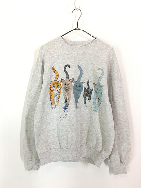 古着 80s USA製 猫 ネコちゃん アニマル アート ペンキ 両面