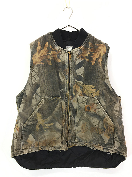 古着 90s Carhartt リアルツリー カモ 迷彩 ダック 首リブ パデット