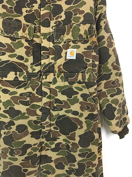 古着 80s USA製 Carhartt ダック ハンター カモ 迷彩 オールインワン