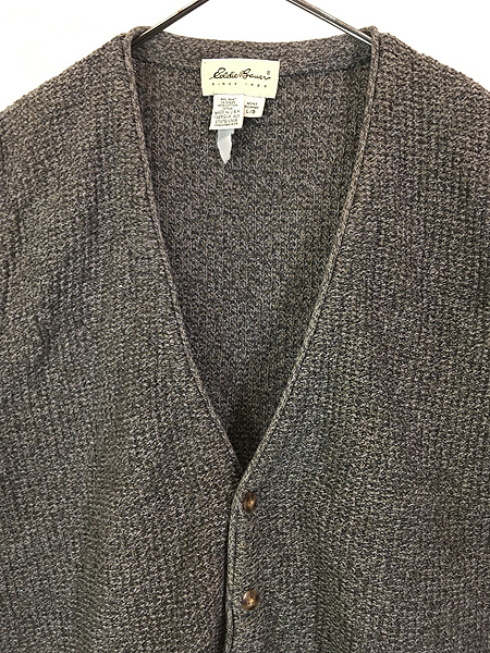 古着 90s USA製 Eddie Bauer ワッフル コットン ニット カーディガン