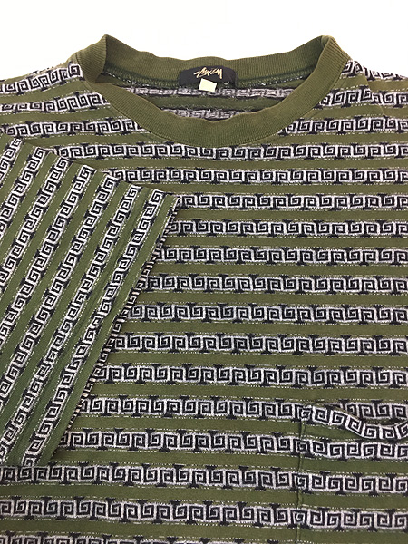 古着 80s STUSSY 最初期 黒タグ 100%コットン ジャガード ボーダー