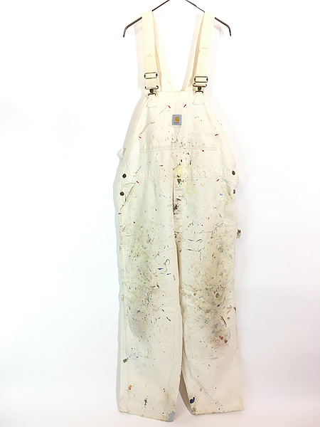 古着 80s USA製 Carhartt 山ポケ ペンキ Wニー ワーク オーバーオール