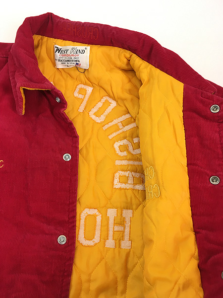 古着 80s USA製 豪華 ステッチ パデット 襟付き コーデュロイ